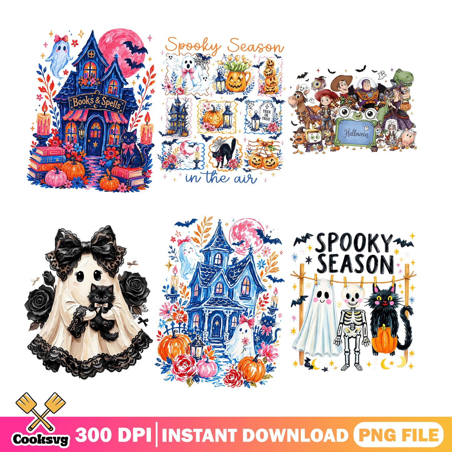 Spooky Season Halloween PNG Bundle, Toy Story Halloween PNG, Haunted House PNG