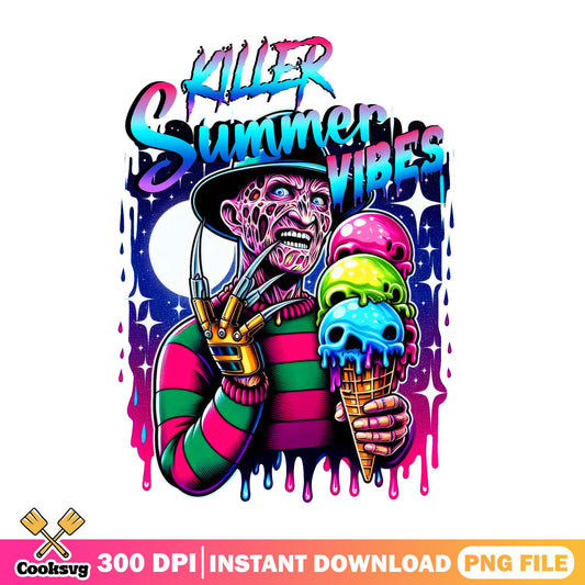 Freddy Krueger Killer Summer Vibes PNG, Horror PNG, Summer PNG