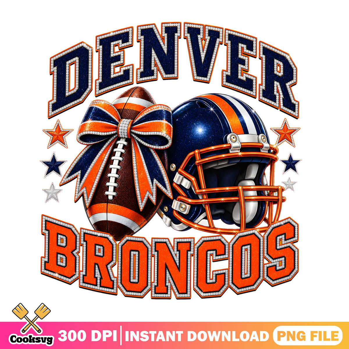 Denver Broncos Football Bow PNG, NFL Helmet PNG, Broncos Pride PNG