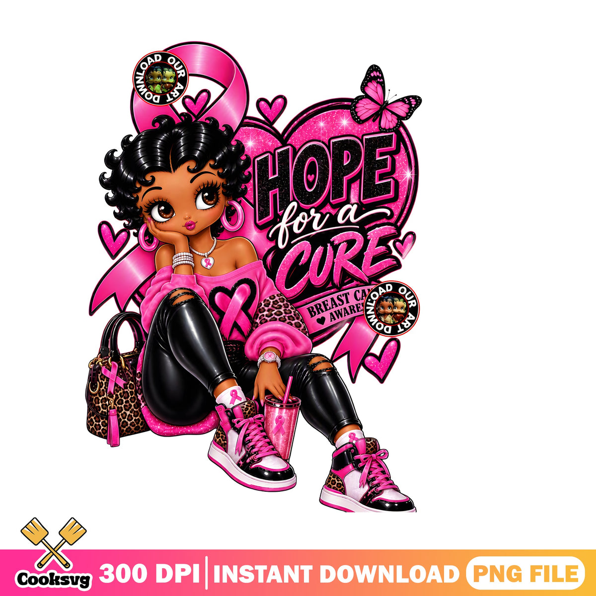 Hope For A Cure PNG, Breast Cancer Awareness PNG, Pink Ribbon Girl PNG