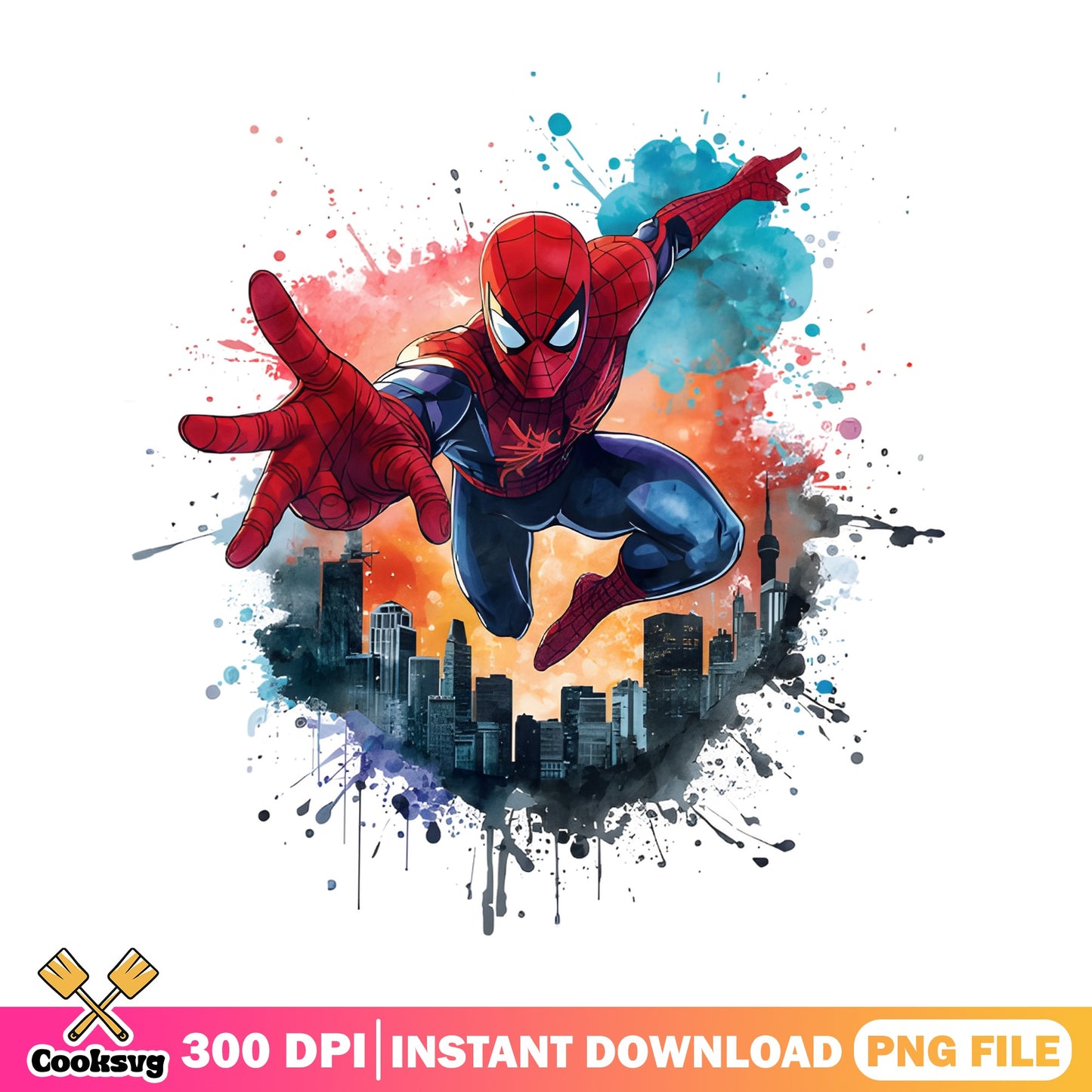 Spiderman Watercolor PNG, Marvel Superhero PNG, Spider Man PNG