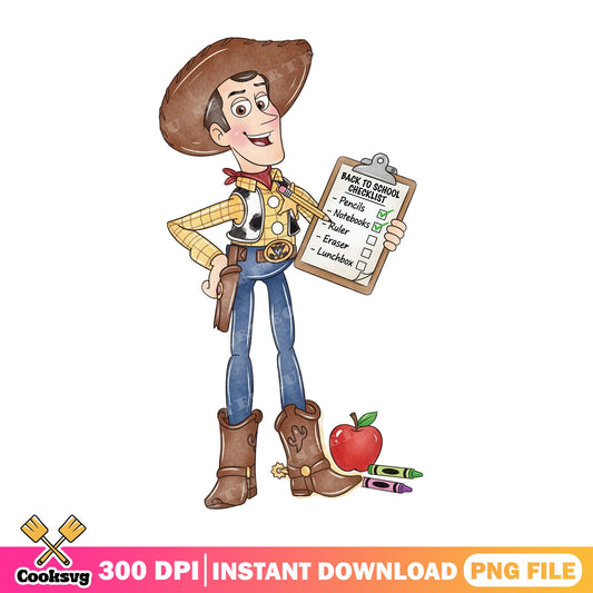 Woody Back To School PNG, Toy Story PNG, Disney PNG