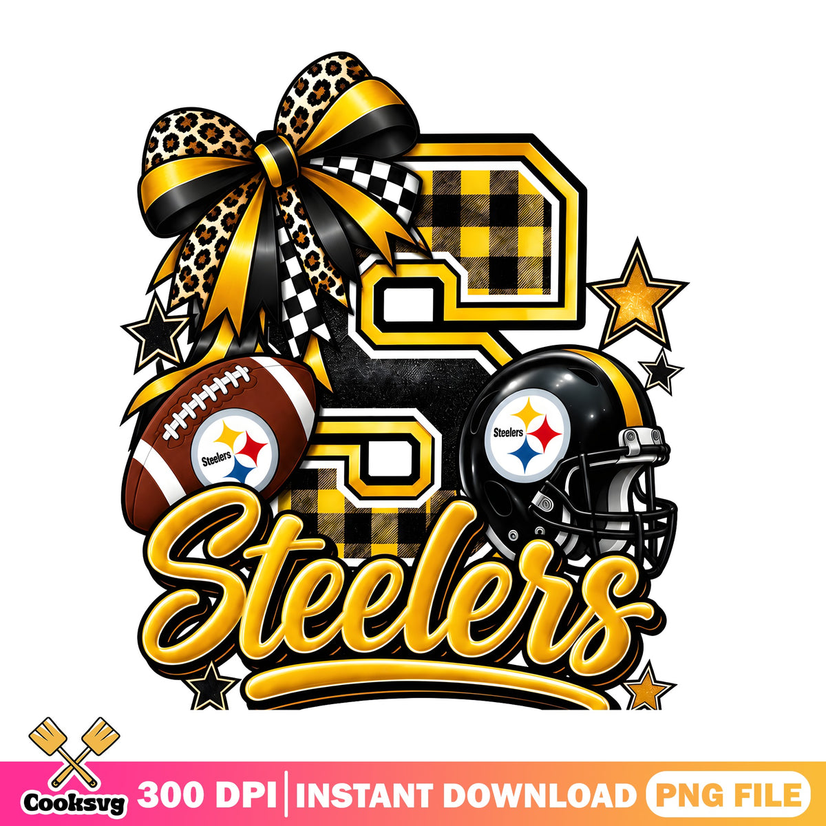 Pittsburgh Steelers PNG, NFL Bow Helmet PNG, Steelers Football PNG
