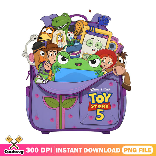 Toy Story 5 Characters Backpack PNG, Disney Pixar PNG, Woody Buzz PNG