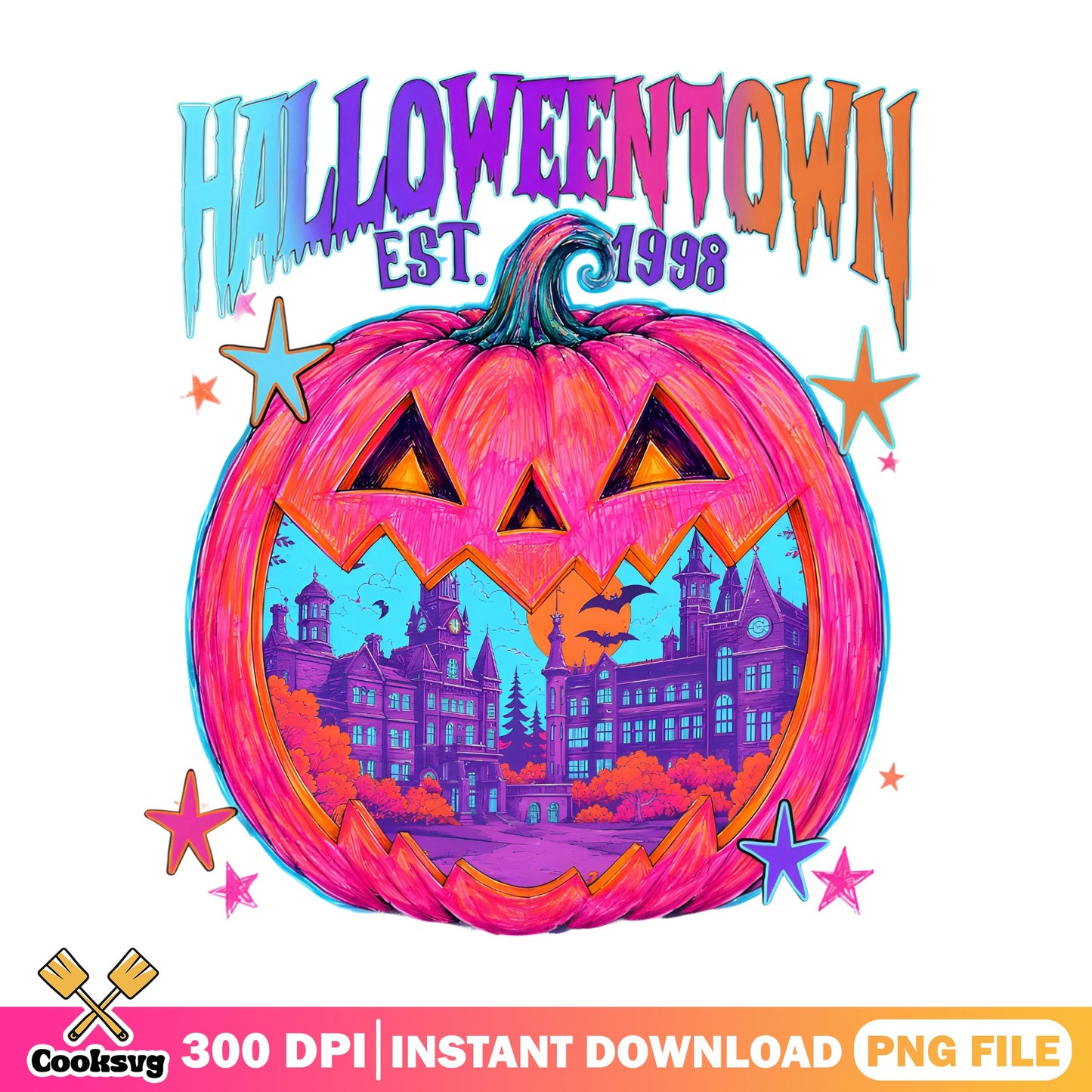 Halloweentown Est 1998 PNG, Halloween Pumpkin PNG, Spooky Season PNG