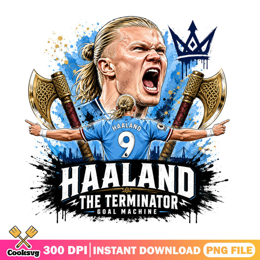 Haaland The Terminator Goal Machine PNG, Soccer Player PNG, Football PNG