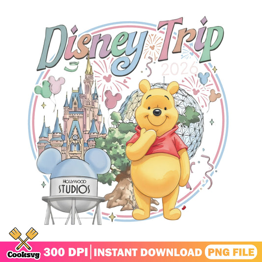 Winnie The Pooh Disney Trip 2026 PNG, Disney Castle PNG, Disney PNG