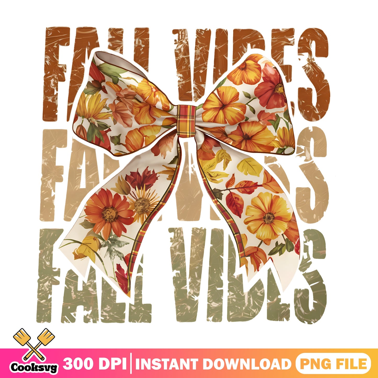 Fall Vibes Floral Bow PNG, Autumn Coquette PNG, Fall PNG
