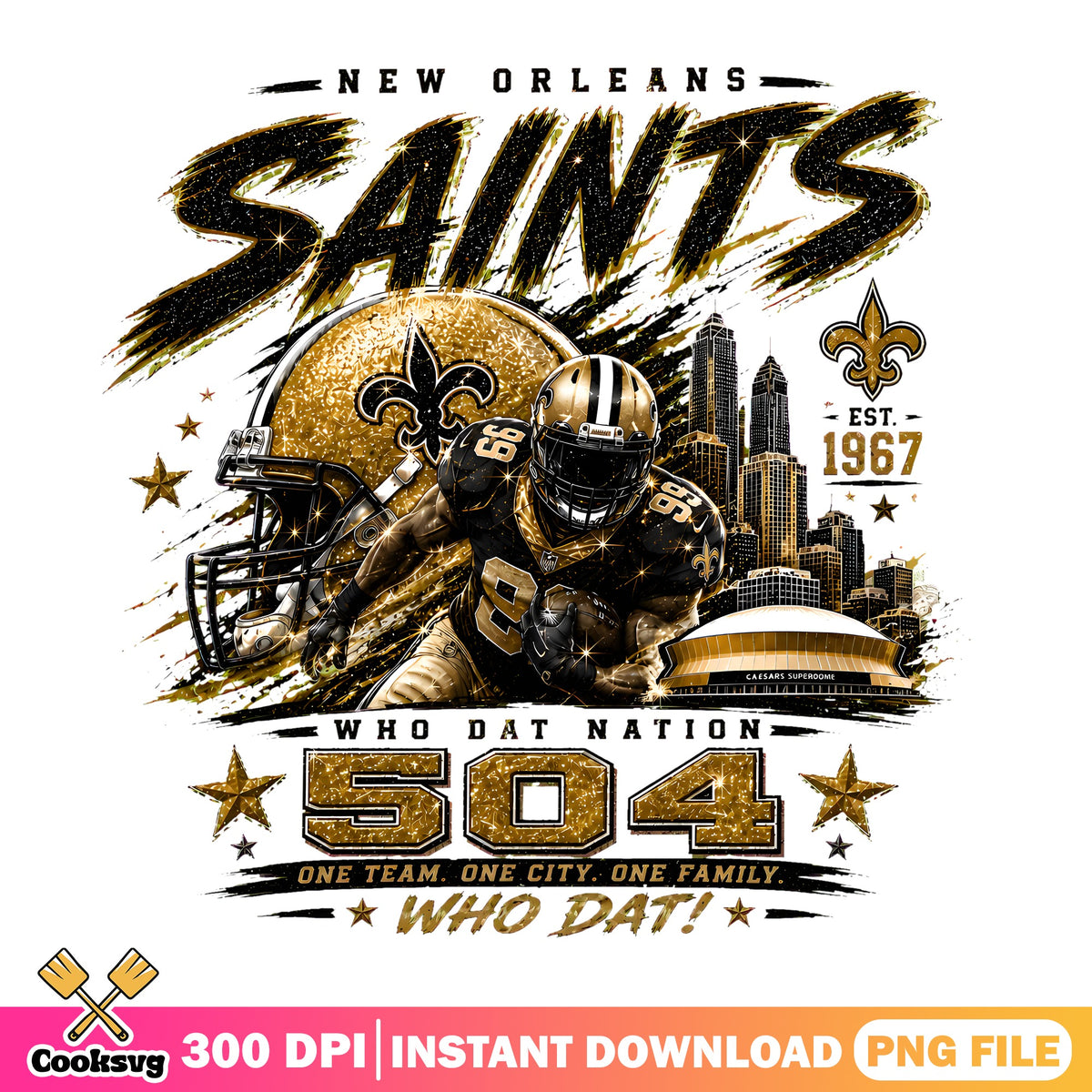 New Orleans Saints Who Dat PNG, NFL Player Helmet PNG, Saints 504 PNG
