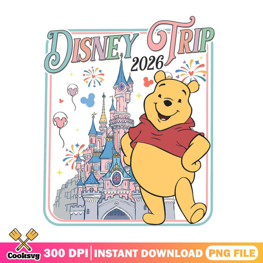 Winnie The Pooh Disney Trip 2026 PNG, Disney Castle PNG, Disney PNG
