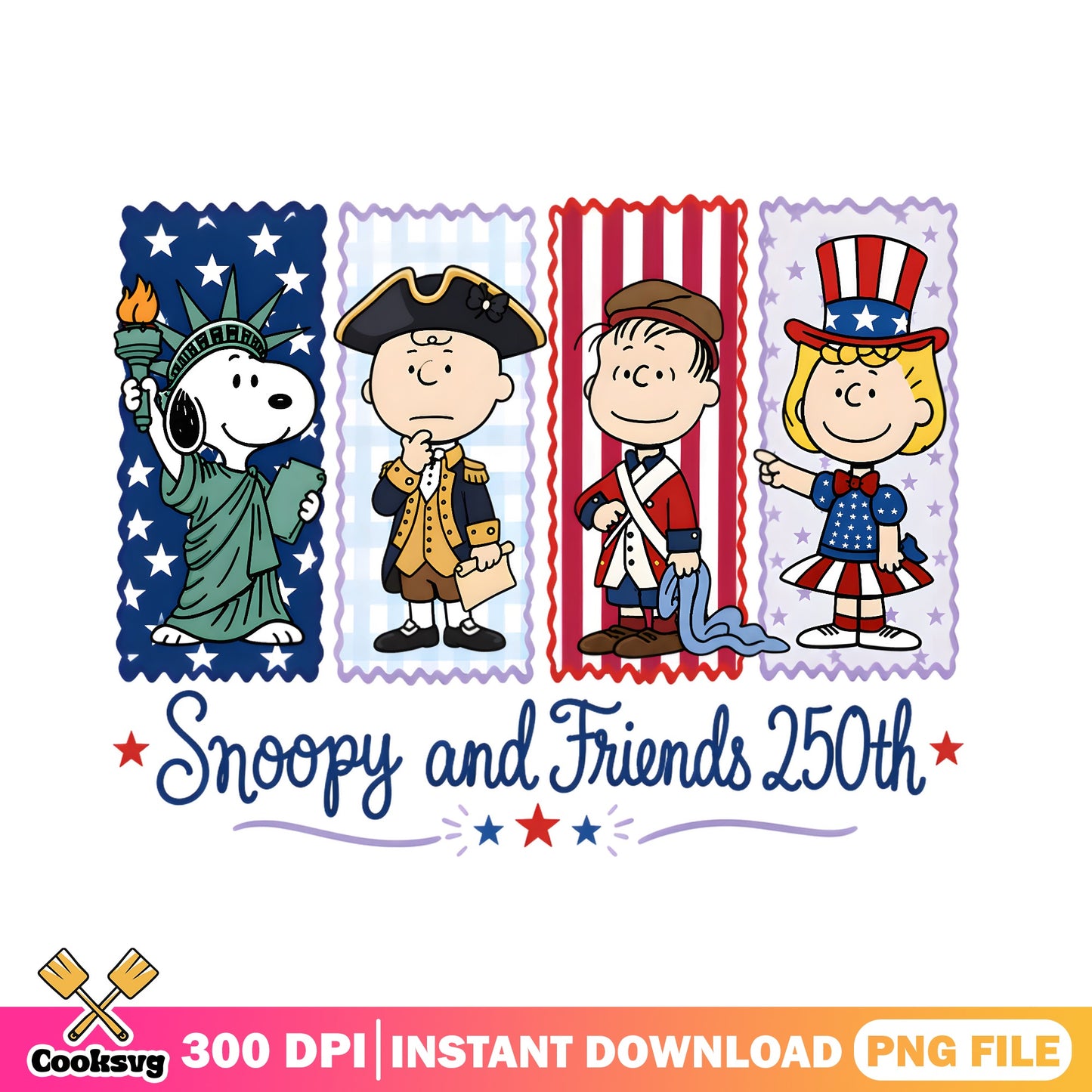 Snoopy And Friends 250th 4th Of July PNG, Peanuts PNG, Patriotic PNG