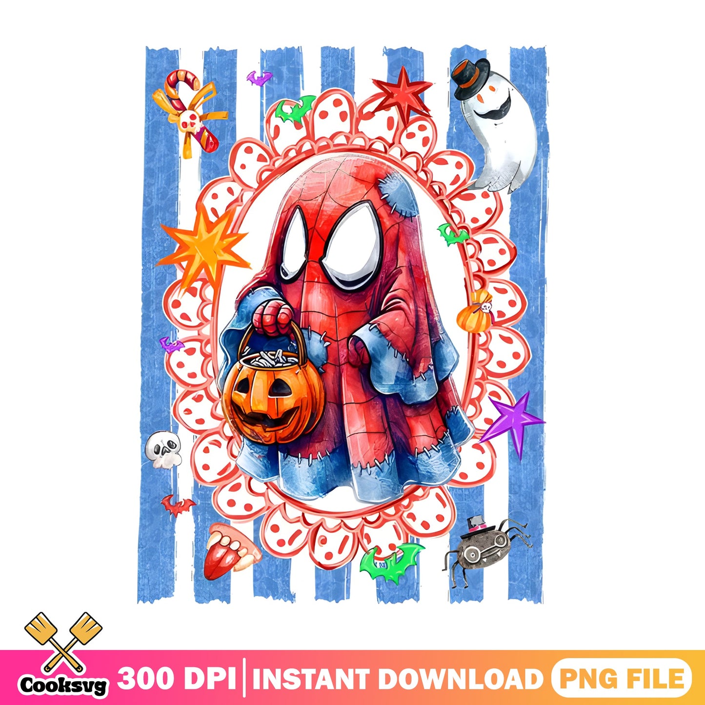 Spiderman Ghost Halloween PNG, Marvel Halloween PNG, Trick Or Treat PNG