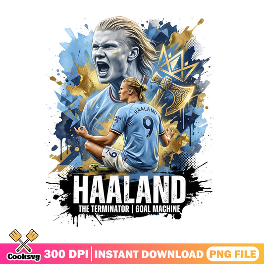 Haaland The Terminator Goal Machine PNG, Soccer Player PNG, Football PNG