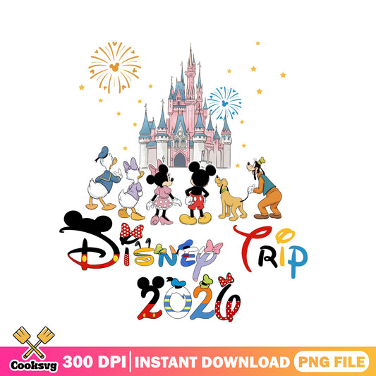Disney Trip 2026 PNG, Mickey And Friends Castle PNG, Disney Family PNG