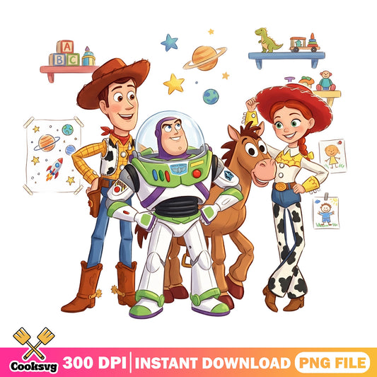 Toy Story Characters PNG, Woody Buzz Lightyear Jessie PNG, Disney PNG