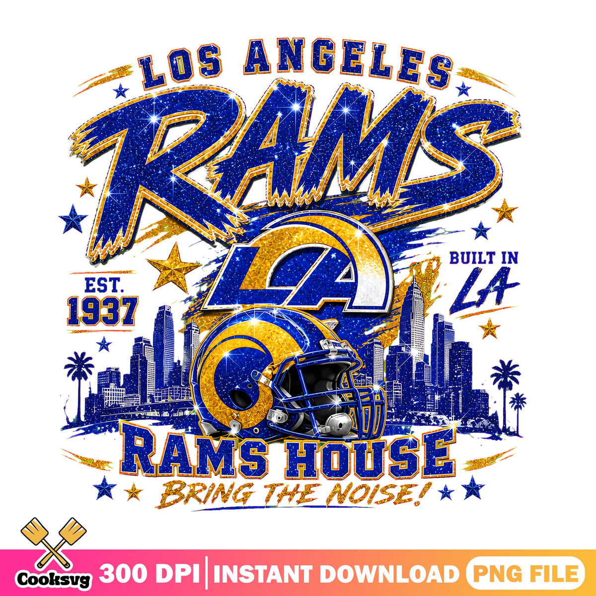 Los Angeles Rams House Gold PNG, NFL Skyline PNG, Rams Pride PNG