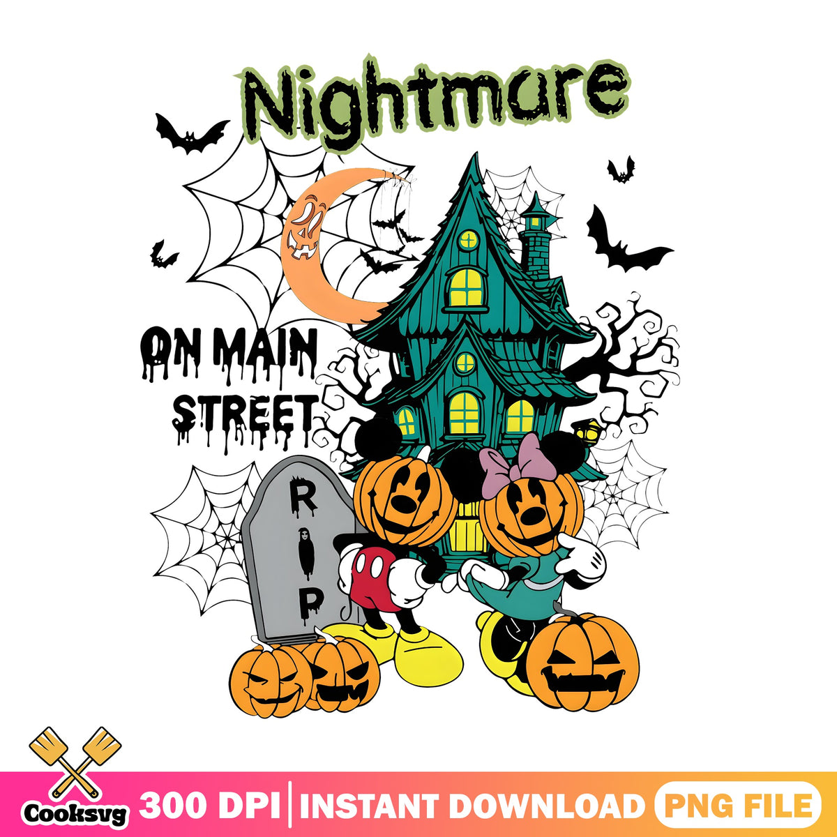 Mickey Minnie Haunted Manor PNG, Nightmare PNG, Disney Spooky PNG