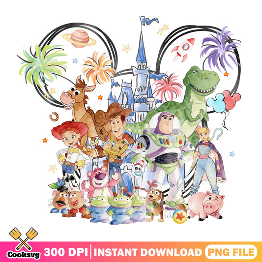 Toy Story Characters Disney Castle PNG, Woody Buzz PNG, Disney Trip PNG
