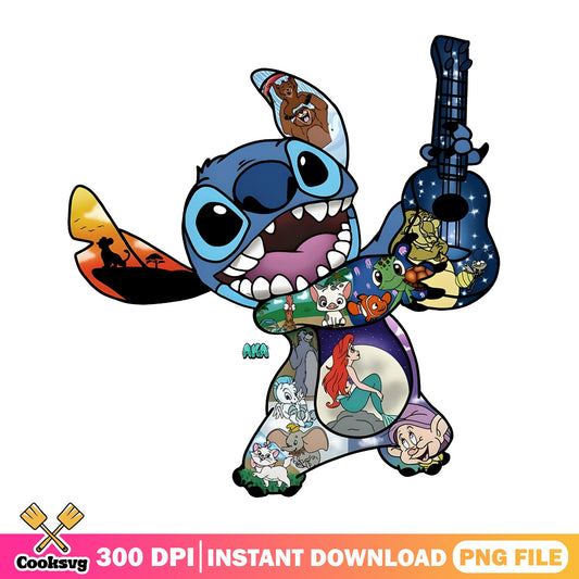 Stitch Disney Characters Collage PNG, Lilo And Stitch PNG, Disney PNG