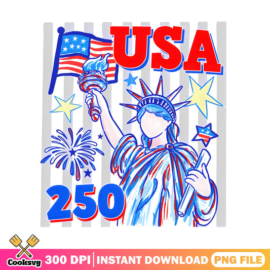 USA 250 Statue Of Liberty PNG, 4th Of July PNG, Patriotic PNG
