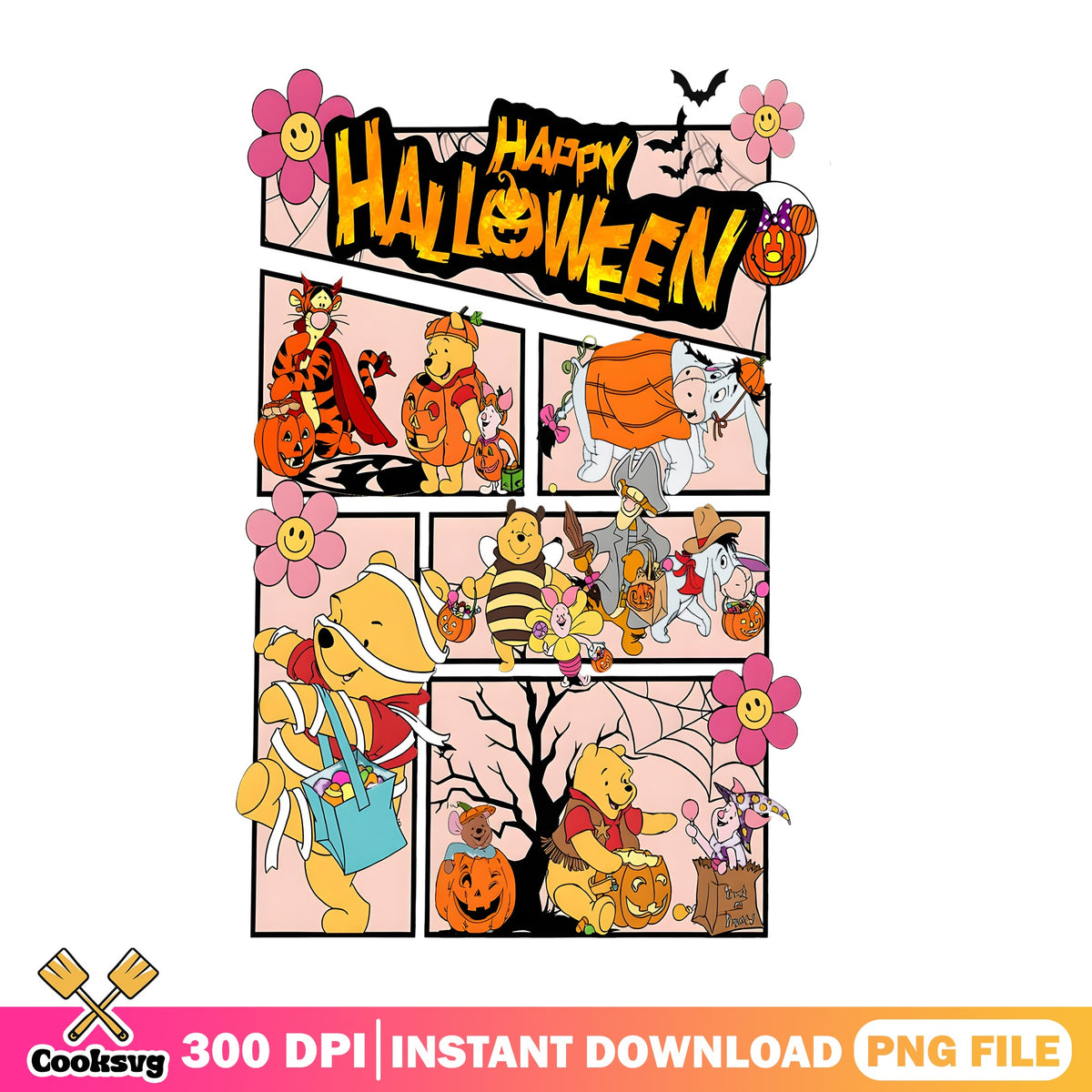 Pooh Halloween Squad PNG, Tigger Costume PNG, Piglet Eeyore PNG