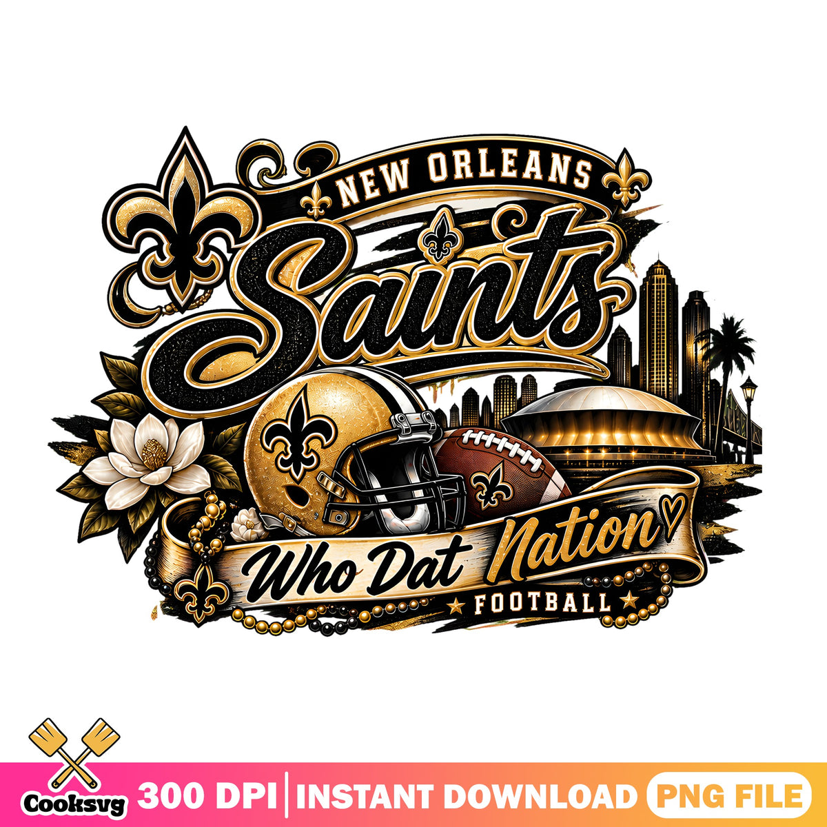 New Orleans Saints Nation PNG, NFL Fleur De Lis PNG, Football Dome PNG