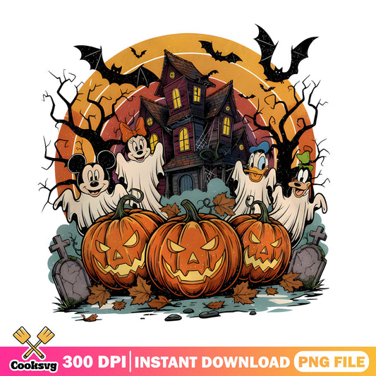 Mickey And Friends Halloween PNG, Disney Halloween PNG, Haunted House PNG