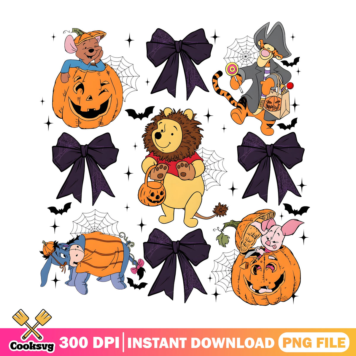 Pooh Friends Costume Bundle PNG, Winnie Pooh PNG, Eeyore Tigger PNG