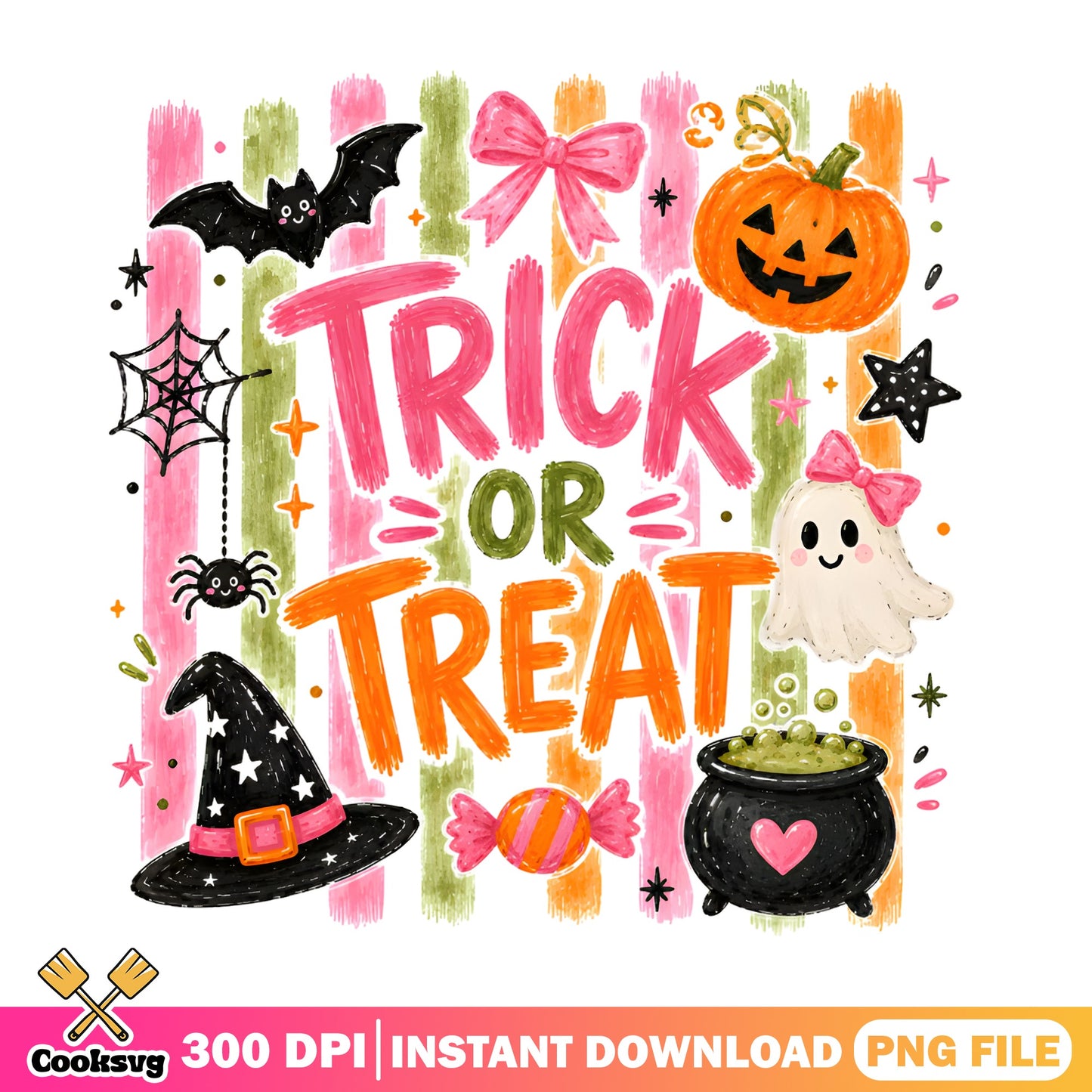 Trick Or Treat Halloween PNG, Cute Ghost Pumpkin PNG, Halloween PNG