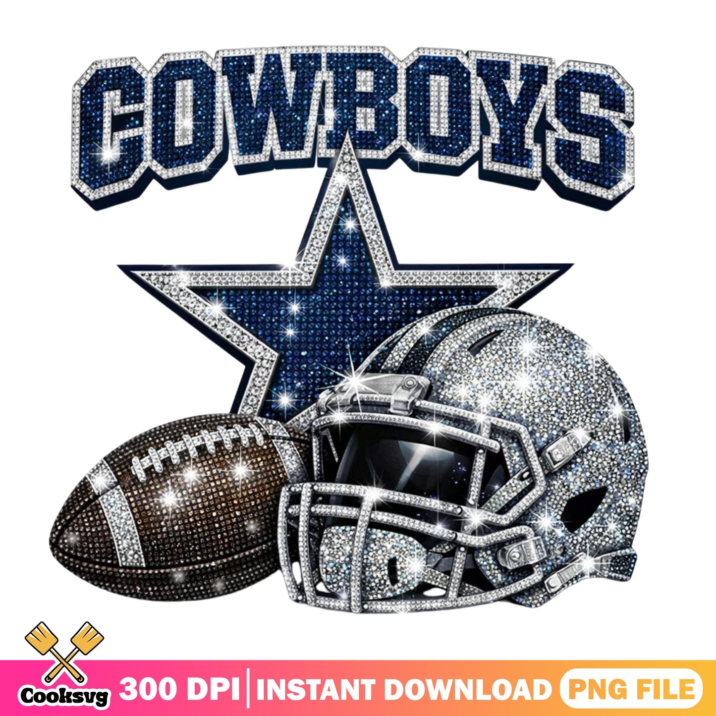 Dallas Cowboys Bling Rhinestone PNG, Cowboys Football PNG, NFL PNG