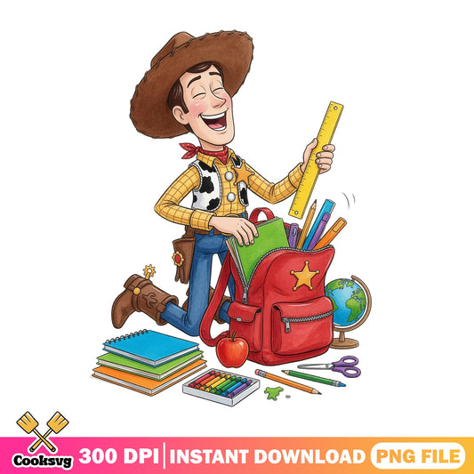 Woody Back To School PNG, Toy Story PNG, First Day Of School PNG