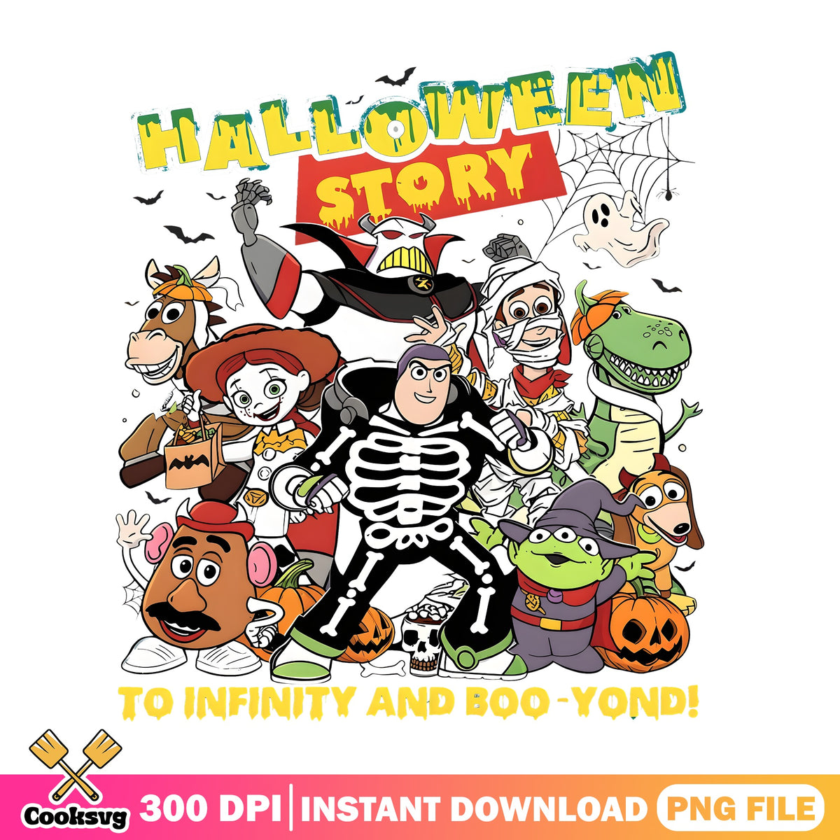 Toy Story Halloween Story PNG, Buzz Skeleton PNG, Disney Boo Yond PNG