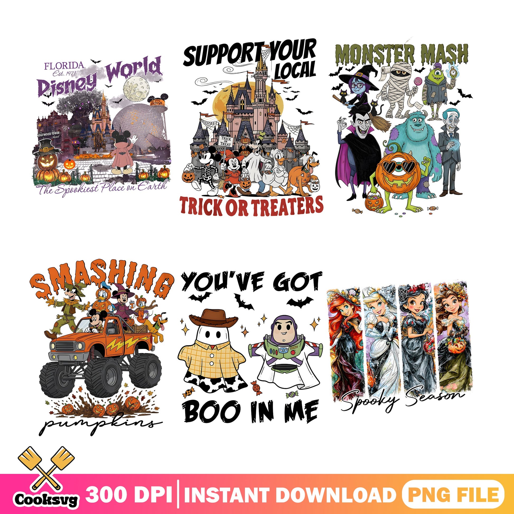 Disney Halloween PNG Bundle, Mickey And Friends PNG, Spooky Season PNG