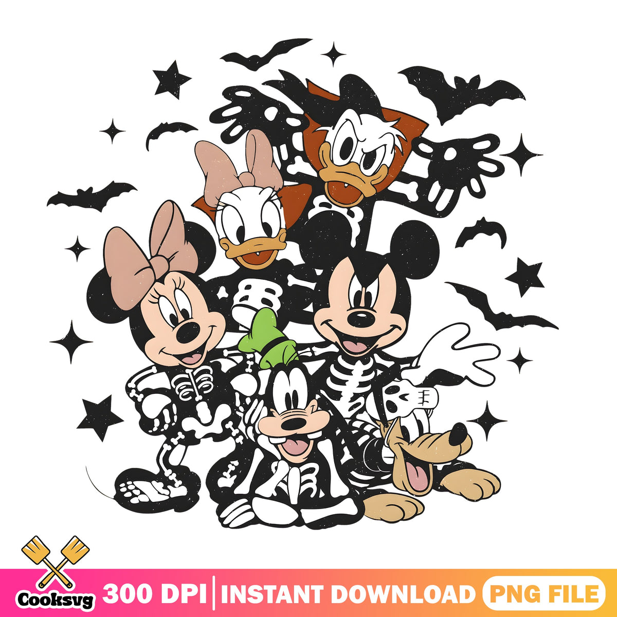 Skeleton Mickey Crew PNG, Halloween Skeleton PNG, Spooky Bones PNG