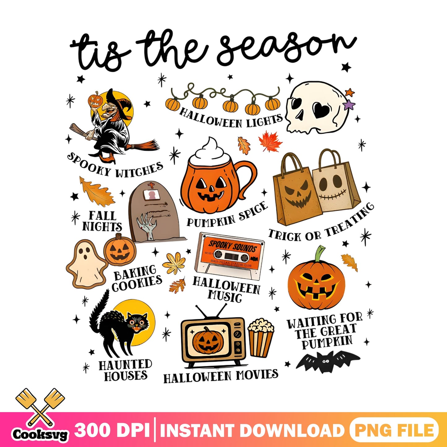 Tis The Season Halloween PNG, Spooky Witch Pumpkin PNG, Fall PNG