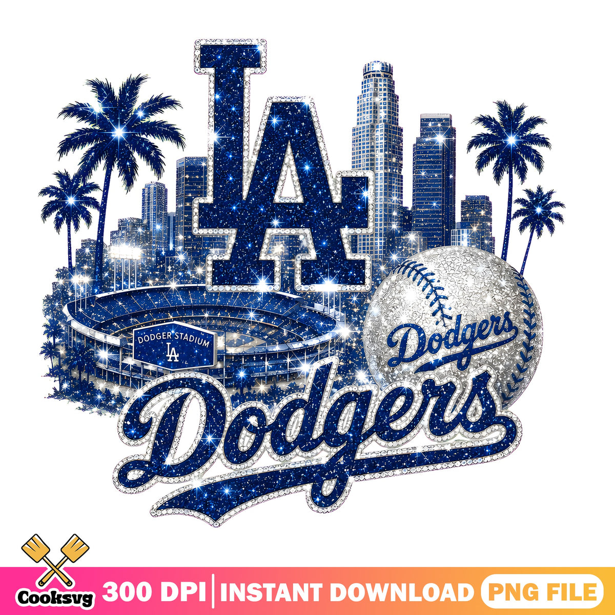LA Dodgers Glitter PNG, MLB Stadium PNG, Dodgers Baseball PNG
