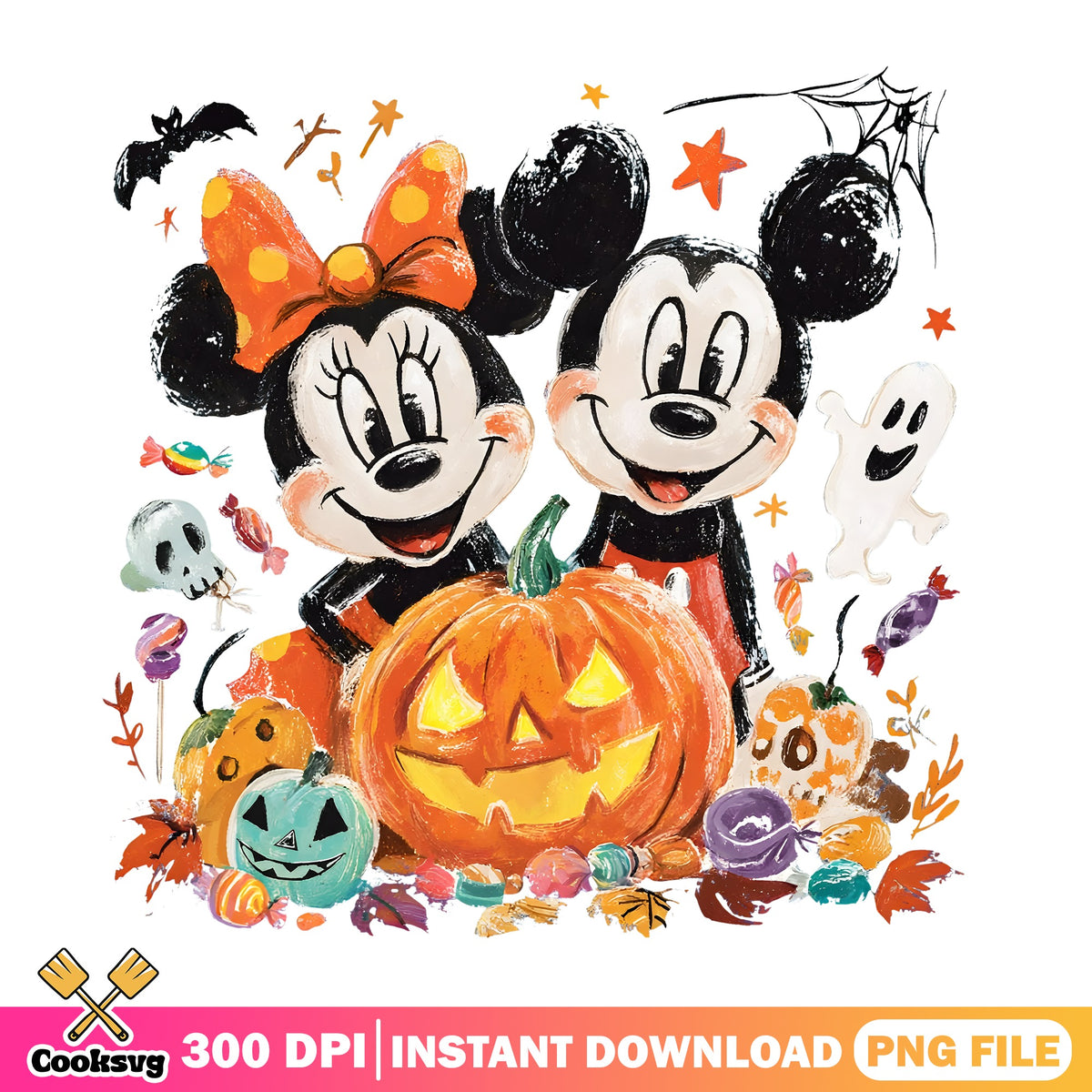 Mickey Minnie Candy PNG, Jack Lantern PNG, Spooky Mickey PNG