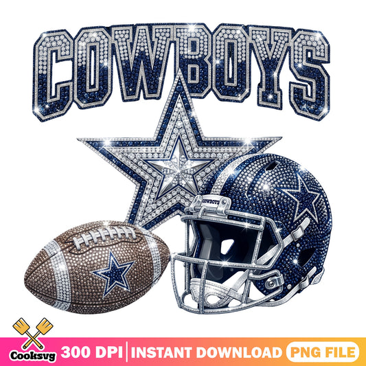 Dallas Cowboys Bling PNG, Football Helmet Rhinestone PNG, NFL PNG