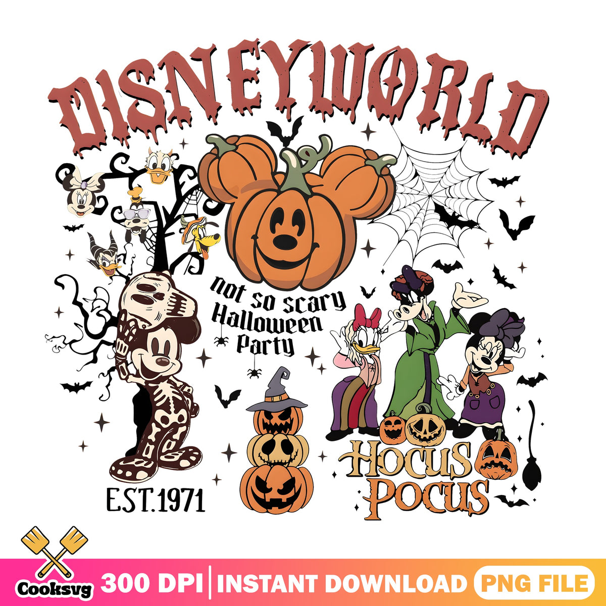Disneyworld Halloween PNG, Mickey Skeleton PNG, Hocus Pocus PNG