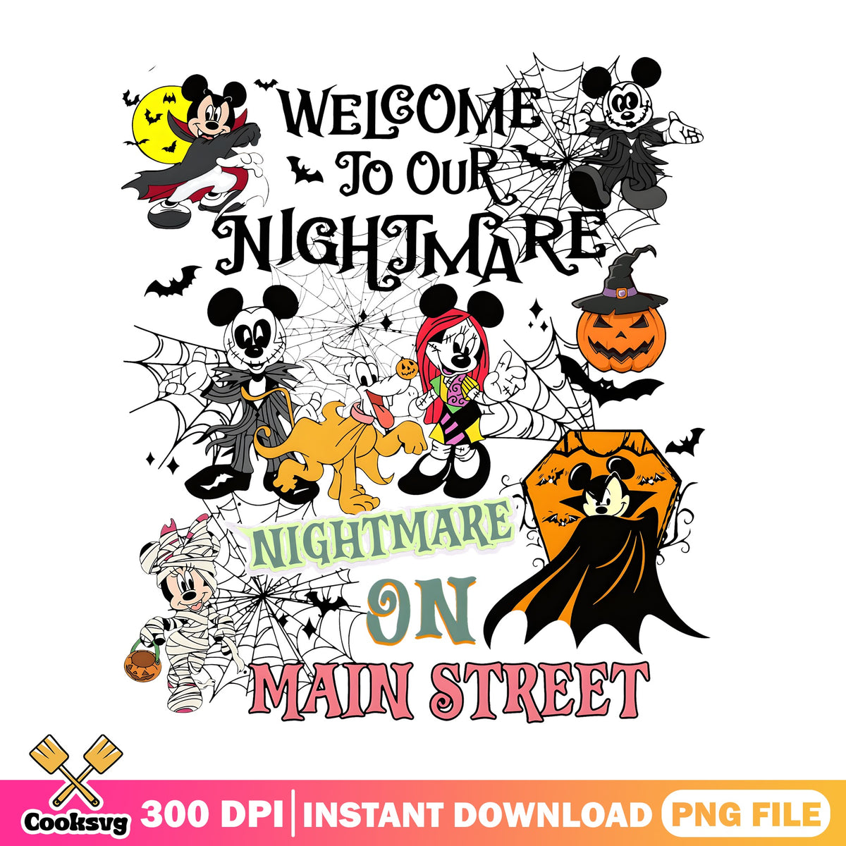 Nightmare Mickey PNG, Halloween Vampire PNG, Spooky Main Street PNG