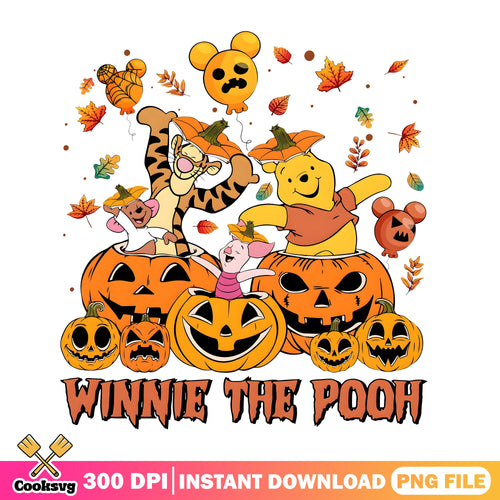 Pooh Tigger Piglet Pumpkin PNG, Winnie Pooh PNG, Dabbing Pooh PNG
