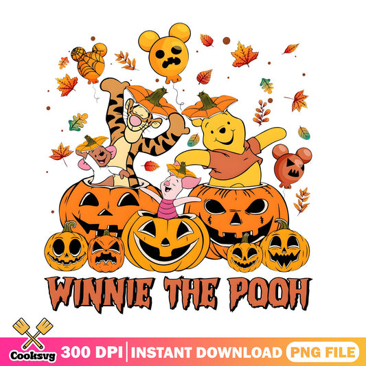 Pooh Tigger Piglet Pumpkin PNG, Winnie Pooh PNG, Dabbing Pooh PNG