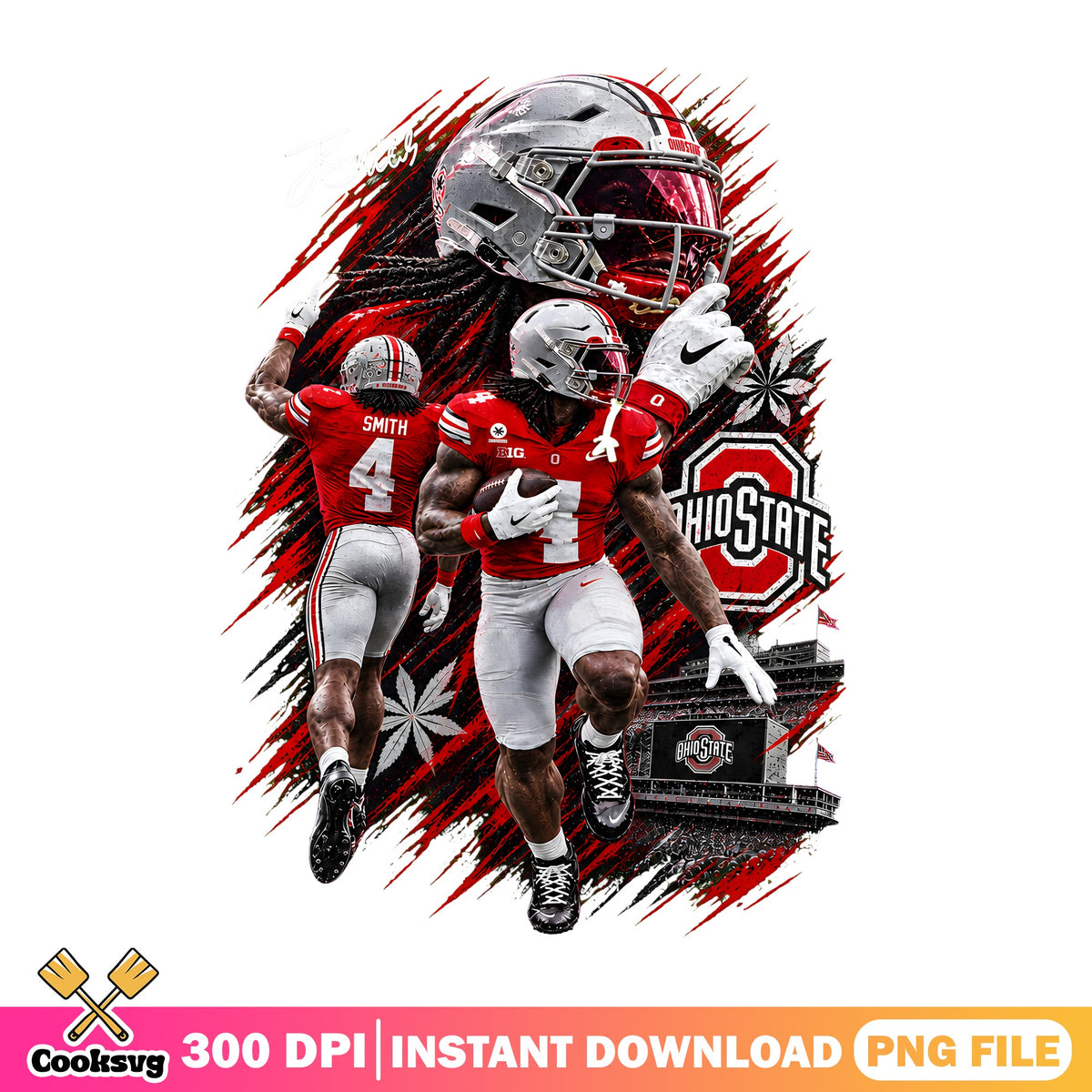Ohio State Buckeyes Player PNG, Football Action PNG, NCAA Sports PNG