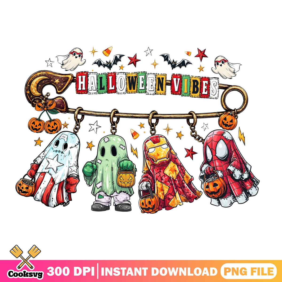Halloween Vibes Charms PNG, Avengers Ghost PNG, Trick Treat PNG