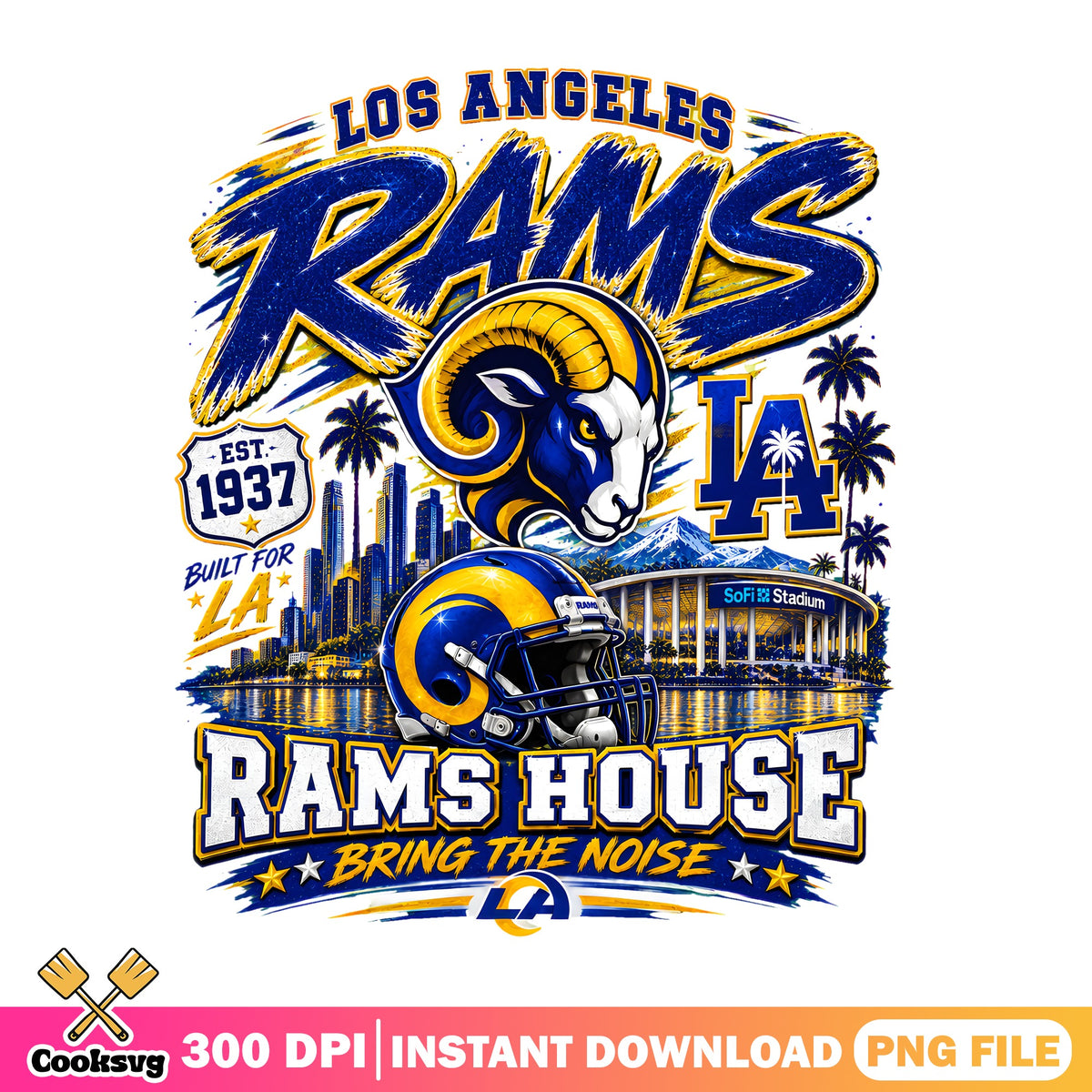 Los Angeles Rams House Blue PNG, NFL Stadium PNG, Rams Football PNG