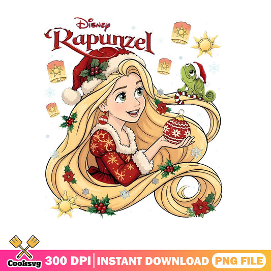 Rapunzel Santa Hat Lanterns PNG, Tangled PNG, Disney Princess PNG