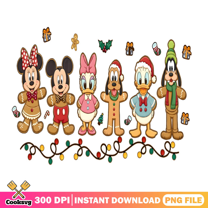 Gingerbread Mickey Friends PNG, Christmas Cookies PNG, Disney Xmas PNG