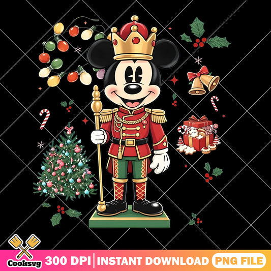 Mickey Nutcracker Christmas PNG, Crown Soldier PNG, Tree Bells PNG