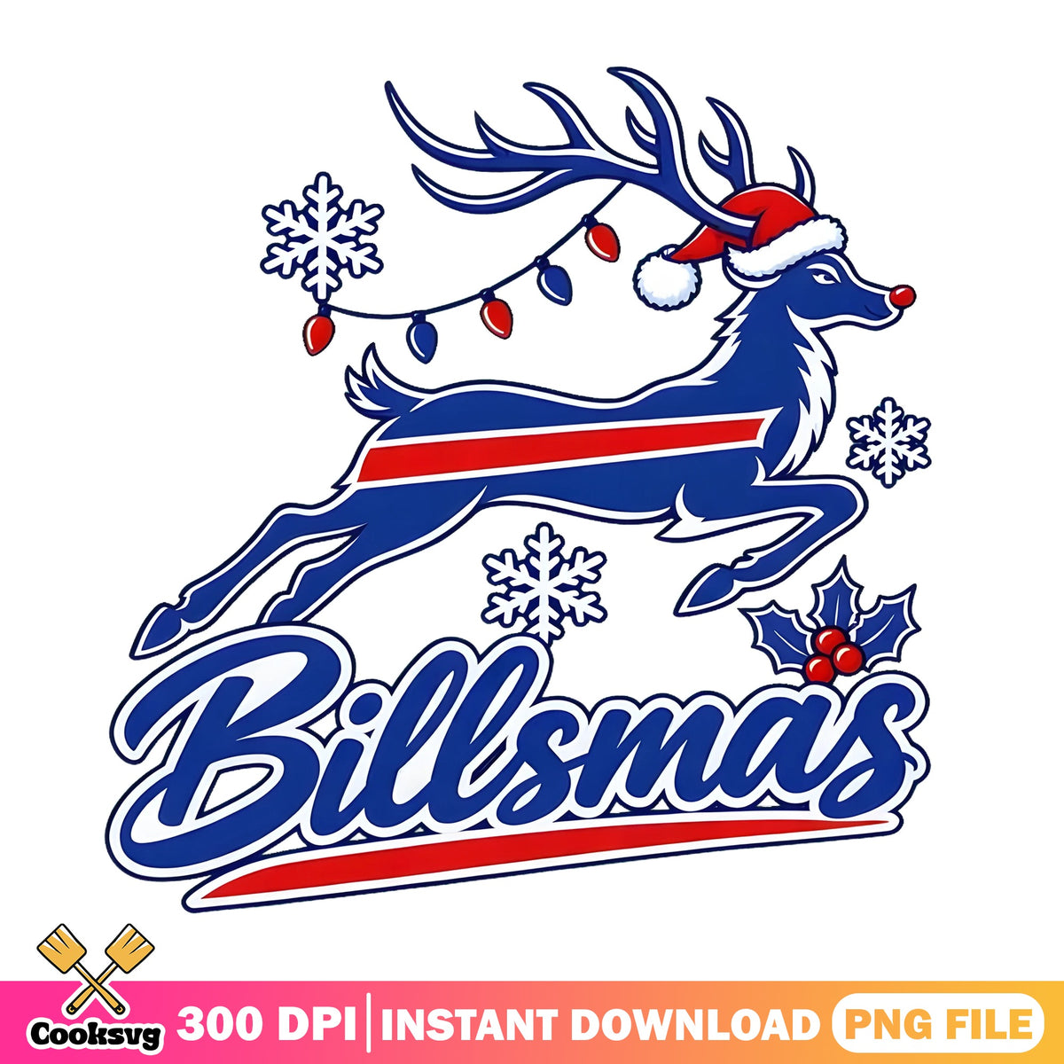 Billsmas Reindeer PNG, Buffalo Bills PNG, Christmas Lights PNG