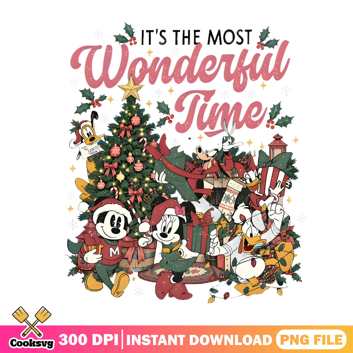 Pink Most Wonderful Time PNG, Mickey M Sweater PNG, Disney Gifts PNG